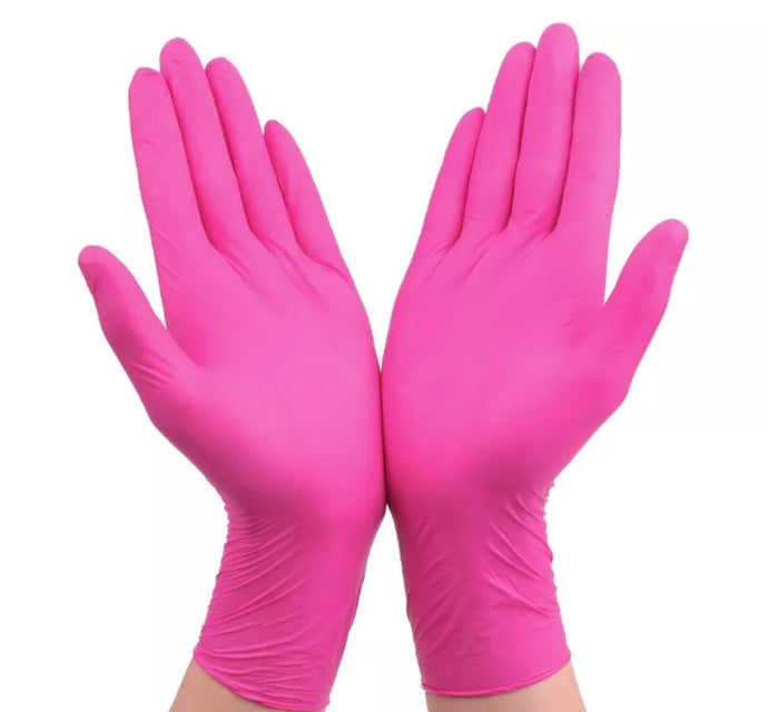Nitrile PINK disposable gloves - Zanna Beauty